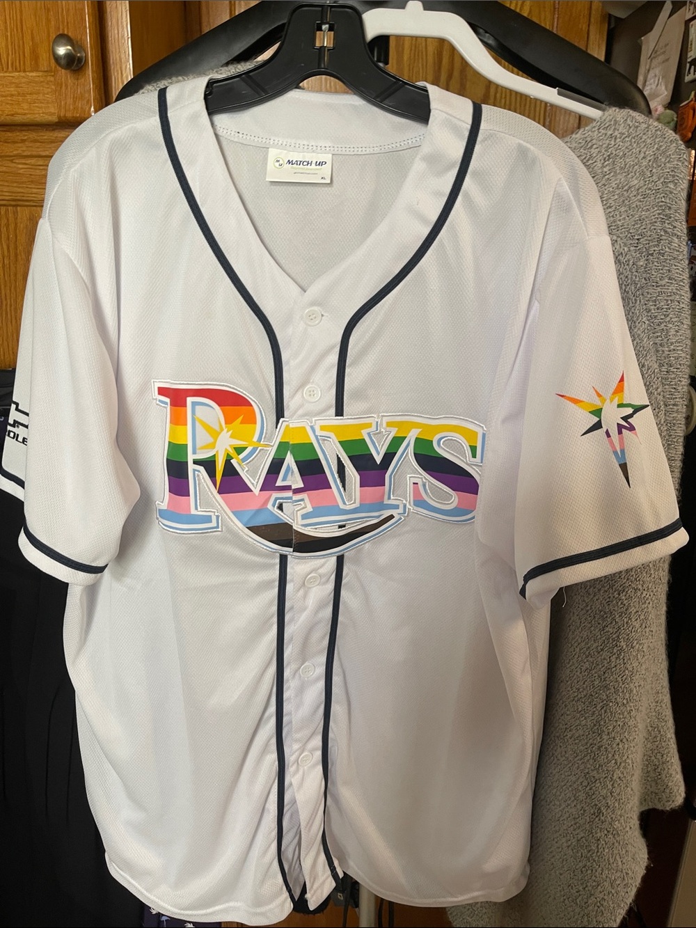 Tampa Bay Rays Jersey XL Baseball Promotion Match Up Pride Rainbow Logo